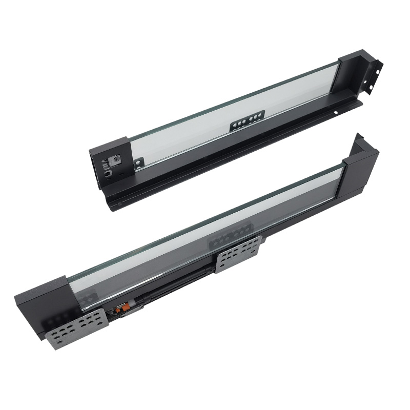 B0107 Double Wall Drawer Slide Slim Box Two Way Drawer Rail Glass Drawer System