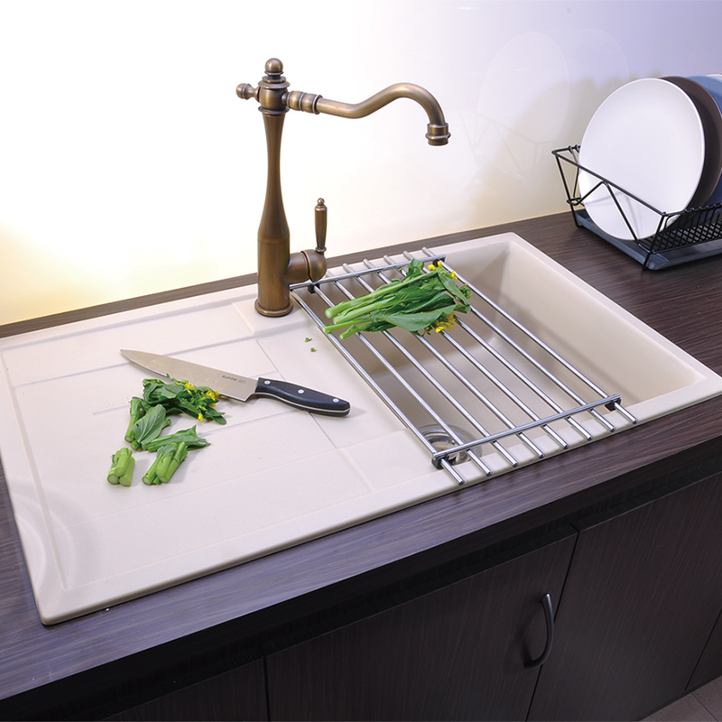 B011508 Single Basin Quartz Kitchen Sink with Serving Board