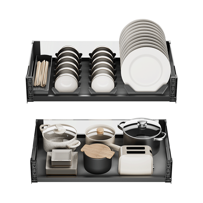B061202 Glass Pull-out Kitchen Cabinet Basket