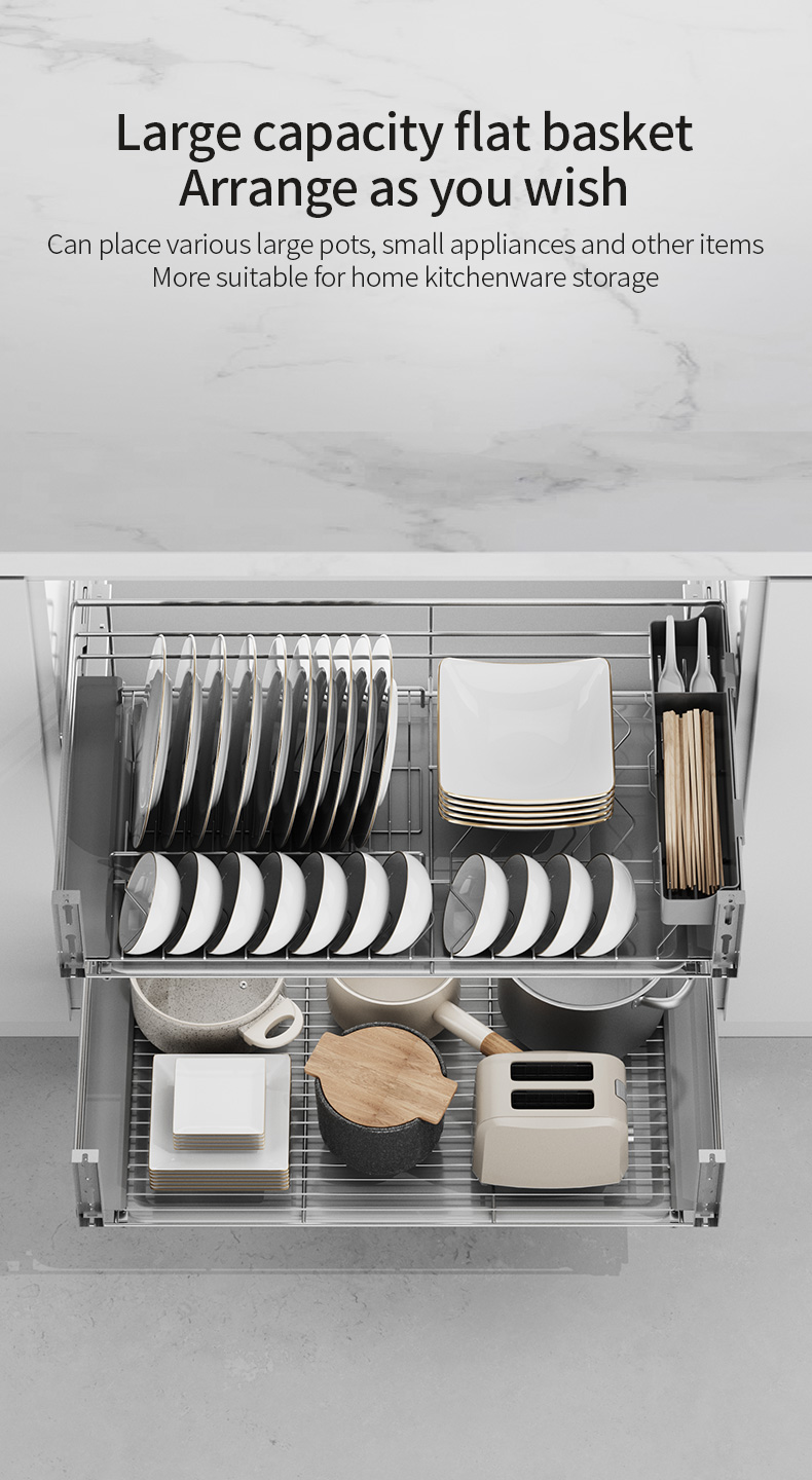 Kitchen multi function bowl dish pull out basket