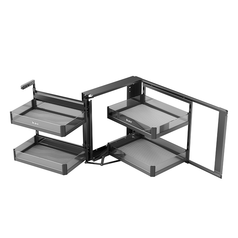 B061202F Glass Half Extension Magic Corner Basket | kav Lucenzo Series