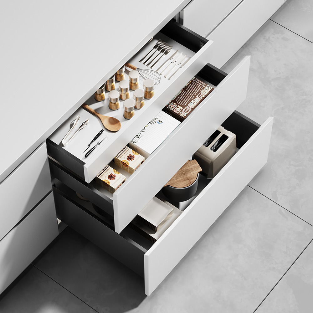 E660H06BA Slim Double Wall Drawer System with Multi-dimensional Adjustment